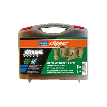 Mala com Brocas Extreme VB Dry 20,28,35,50,68mm + Chave de Montagem Clipper