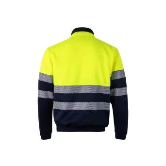 Sweatshirt Bicolor com Meio Fecho e Faixas Refletoras 305703 Velilla  (Tamanho L.Azul Navy/Amarelo)