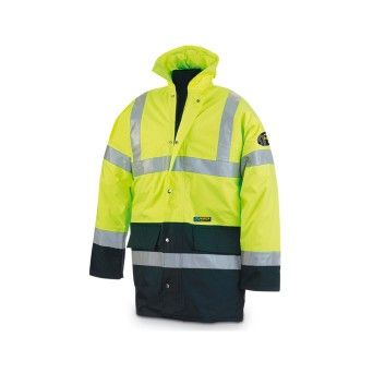 Parka de Alta Visibilidade Amarelo/Azul Marinho Marca (Tamanho 2XL)