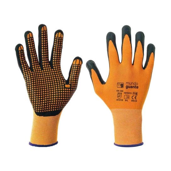 Luva de Nylon e Elastano Laranja e Preto Hefesto Mundo Guante (Tamanho L)