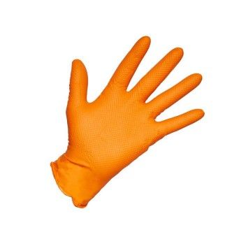 Luva de Nitrilo Laranja Lion Mundo Guante 50 Unidades (Tamanho L)