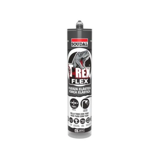 Cola & Veda Polmero Hbrido T-Rex Flex Soudal (Cinzento Beto.290ml)