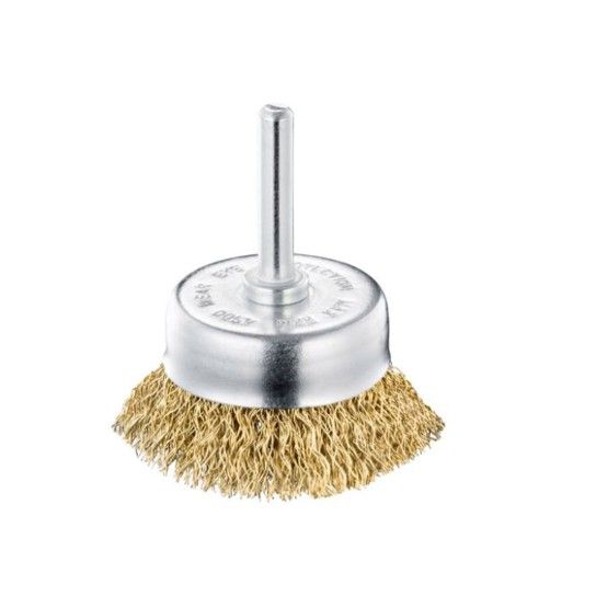 Escova Tipo Taça TE50 com Espigão 6 mm em Aço Latonado 50 mm SIT Escova Tipo Taça TE50 com Espigão 6 mm em Aço Latonado 50 mm SIT