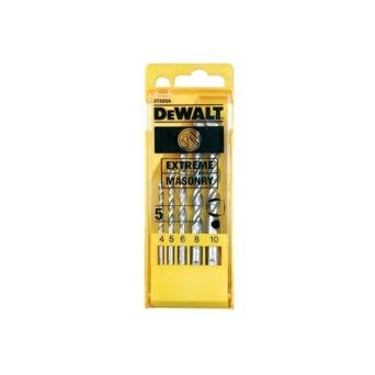 Conjunto de 5 Brocas para Alvenaria com Haste de 3 Faces Dewalt 4,5,6,8,10mm