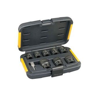 Conjunto de 7 Chaves de Caixa de Impacto e 2 Adaptadores Dewalt