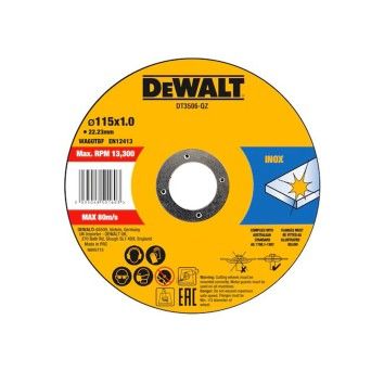 Discos de Corte Abrasivos de Alto Desempenho Dewalt Lata de 10 Unidades (115x1x22.23mm)