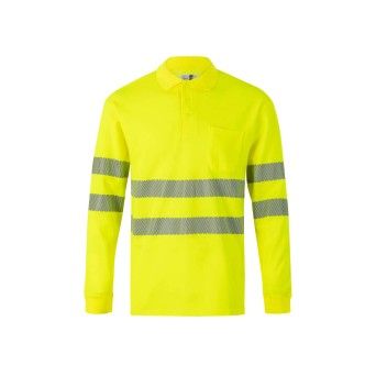 Polo Algodo Manga Comprida Faixas Refletoras 305524 Velilla (Tamanho L.Amarelo Fluorescente)