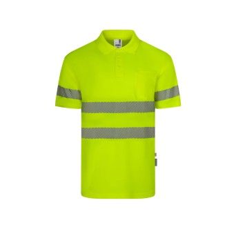 Polo Polister Reciclado Manga Curta Faixas Refletoras 305532 Velilla  (Tamanho L.Amarelo Fluorescen