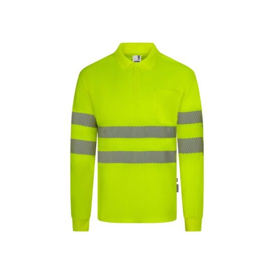 Polo Polister Reciclado Manga Comprida Faixas Refletoras 305534 Velilla (Tamanho L.Amarelo Fluoresc