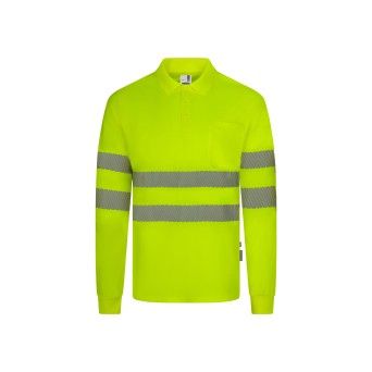 Polo Polister Reciclado Manga Comprida Faixas Refletoras 305534 Velilla (Tamanho L.Amarelo Fluoresc