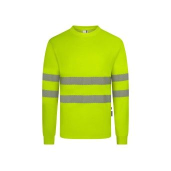 T-shirt Algodo Manga Comprida Faixas Refletoras 305618 Velilla  (Tamanho L.Amarelo Fluorescente)