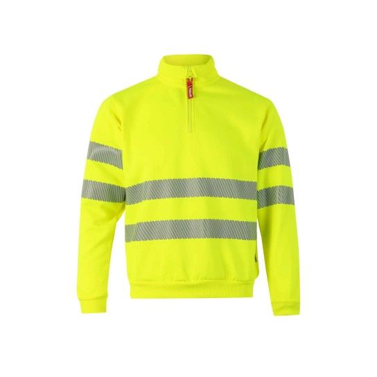 Sweatshirt com Meio Fecho e Faixas Refletoras 305704 Velilla  (Tamanho L.Amarelo Fluorescente)