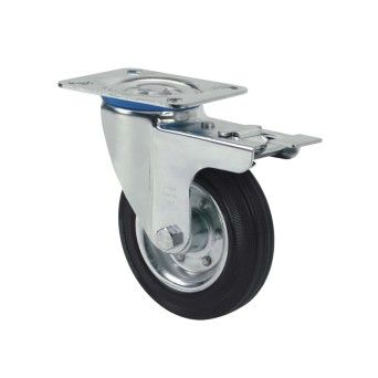 Rod�zio Girat�rio Borracha 80mm com Travao 105x80mm 80Kg Alex