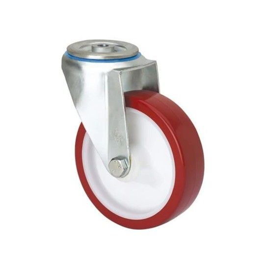 Rodízio Giratório Poliuretano 100mm Furo M12 150Kg Alex Rodízio Giratório Poliuretano 100mm Furo M12 150Kg Alex