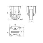 Rodízio Fixo Poliuretano 100mm 107x86mm 130Kg Alex Rodízio Fixo Poliuretano 100mm 107x86mm 130Kg Alex