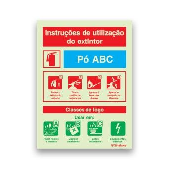 Placa Sinalux Instru��es Utiliza��o Extintor P� ABC