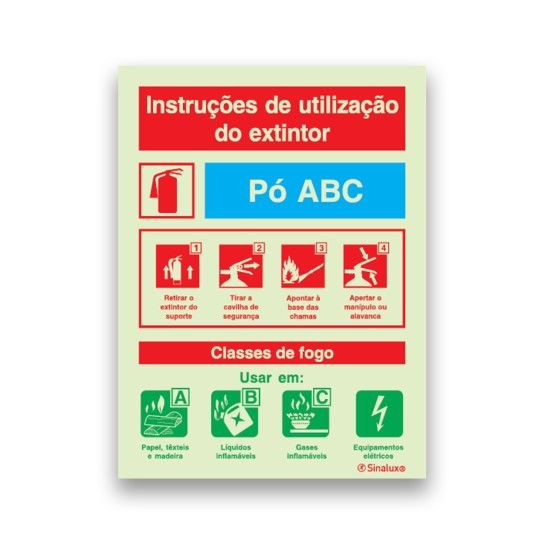 Placa Sinalux Instruções Utilização Extintor Pó ABC Placa Sinalux Instruções Utilização Extintor Pó ABC