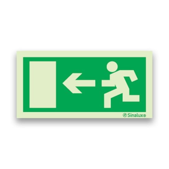Placa Sinalux Evacuação para a Esquerda 30x15mm Placa Sinalux Evacuação para a Esquerda 30x15mm