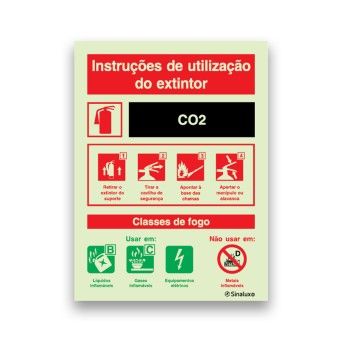 Placa Sinalux Instru��es de Utiliza��o do Extintor CO2