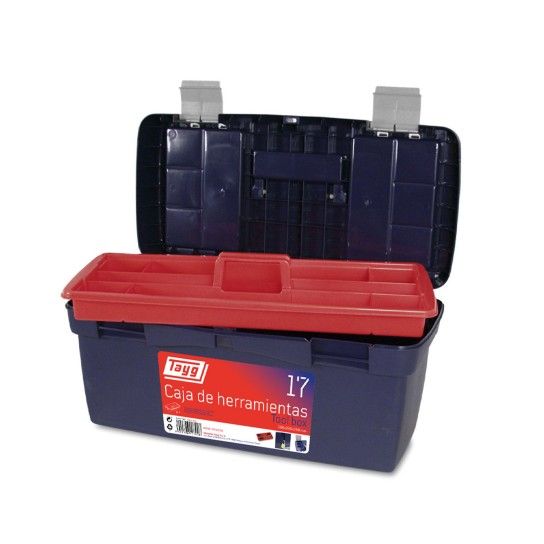Caixa de Ferramentas Plástico Nº17 580x290x290mm 34Lts c/ Bandeja Tayg Caixa de Ferramentas Plástico Nº17 580x290x290mm 34Lts c/ Bandeja Tayg