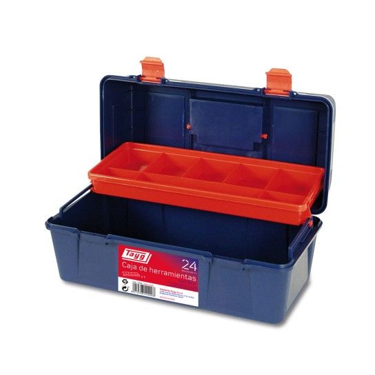 Caixa de Ferramentas Plástico Nº24 400x206x188mm 10Lts c/ Bandeja Fixa Tayg Caixa de Ferramentas Plástico Nº24 400x206x188mm 10Lts c/ Bandeja Fixa Tayg