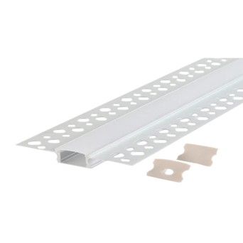 Perfil LED de Embutir Pladur c/ Difusor Opalino e Acess�rios 2Mts Florida