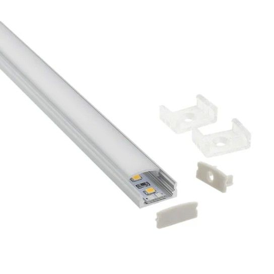 Perfil LED de Superfície c/ Difusor Opalino e Acessórios 2Mts Florida Perfil LED de Superfície c/ Difusor Opalino e Acessórios 2Mts Florida