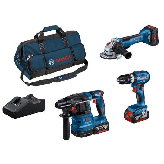 Kit GBH18V-22+GWS18V-10+GSB18V-45+2x5Ah+1x5,5AhPC Saco Bosch