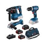 Kit GBH18V-22+GWS18V-10+GSB18V-45+2x5Ah+1x5,5AhPC Saco Bosch