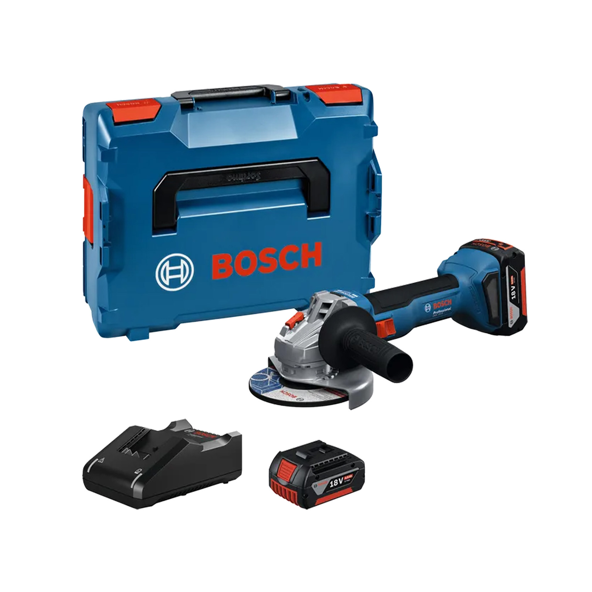 Rebarbadora GWS 18V-8 (125mm) + 2x4Ah + Gal L-Boxx Bosch Rebarbadora GWS 18V-8 (125mm) + 2x4Ah + Gal L-Boxx Bosch