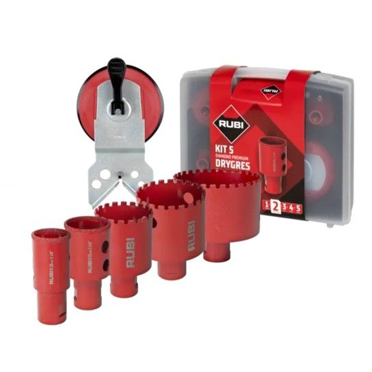 Kit 5 Brocas 28,35,43,50,68mm Drygres Premium Rubi