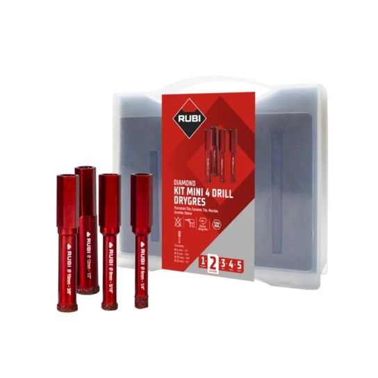 Kit 4 Brocas 6,8,10,12mm Drygres 4Drill Rubi Kit 4 Brocas 6,8,10,12mm Drygres 4Drill Rubi