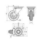 Rod�zio Girat�rio Borracha 100mm 106x86mm 110Kg Alex