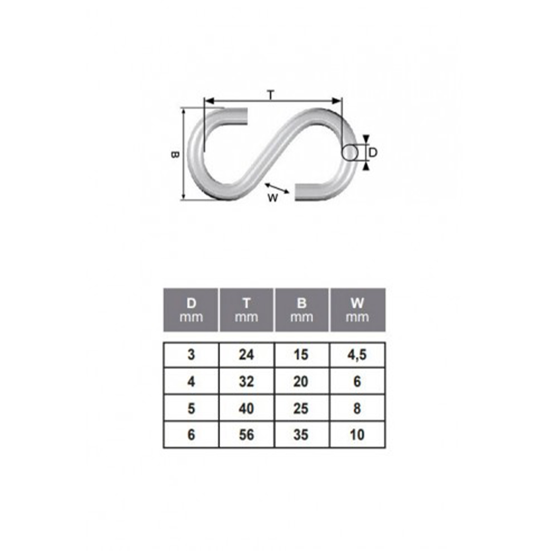 Gancho c/ Formato S A�o 6mm 2Un Rombull