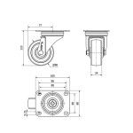 Rod�zio Girat�rio Poliamida 80mm 105x80mm 130Kg Alex