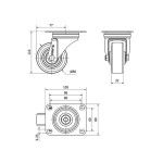 Rod�zio Girat�rio Poliuretano 80mm 105x80mm 100Kg Alex