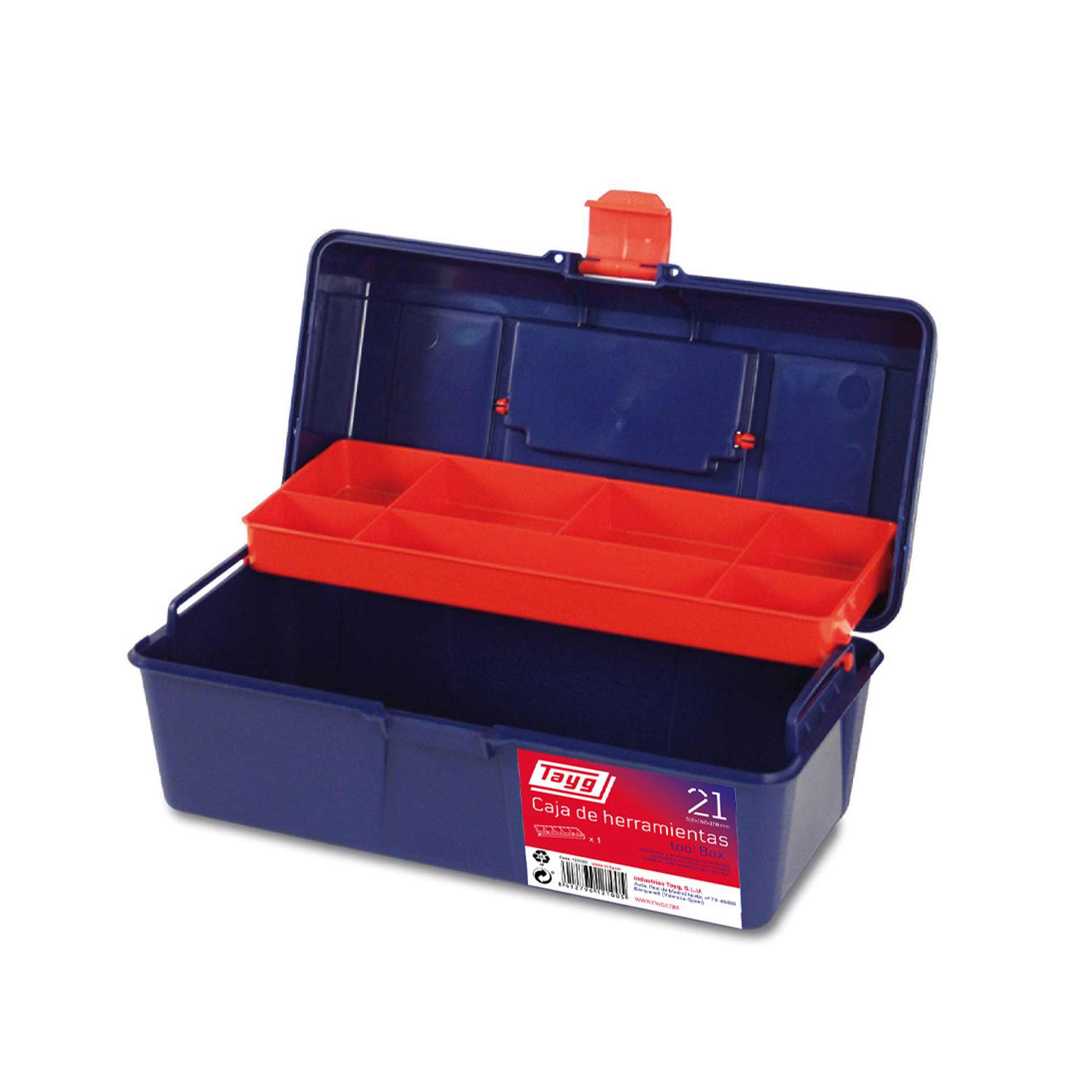 Caixa de Ferramentas Pl�stico N�21 310x160x130mm 4Lts c/ Bandeja Fixa Tayg