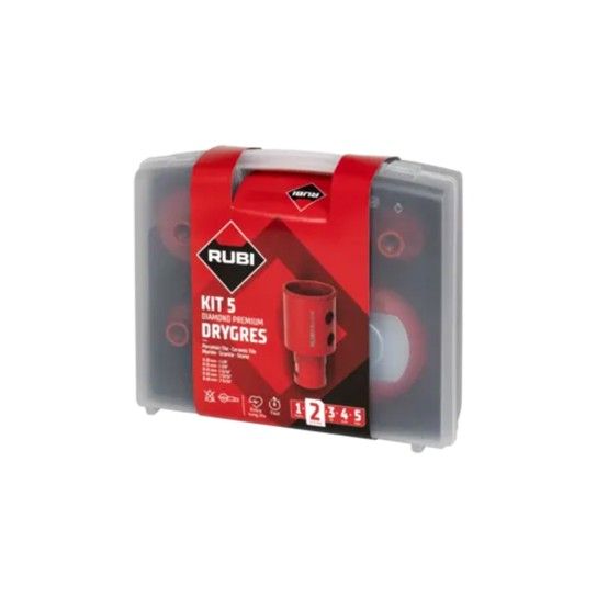 Kit 5 Brocas 28,35,43,50,68mm Drygres Premium Rubi