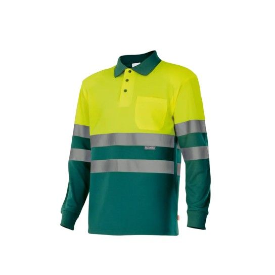 Polo Bicolor Manga Comprida AV 175 Velilla  (Tamanho L.Verde/Amarelo Fluorescente)