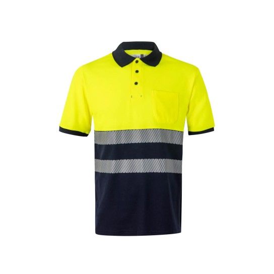 Polo Algodão Bicolor Manga Curta Faixas Refletoras 305523 Velilla (Tamanho L.Azul Navy/Amarelo) Polo Algodão Bicolor Manga Curta Faixas Refletoras 305523 Velilla (Tamanho L.Azul Navy/Amarelo)