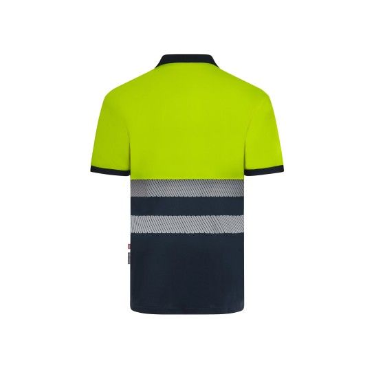 Polo Poliéster Reciclado Bicolor Manga Curta Faixas Refletoras 305533 Velilla (Tamanho L.Azul Navy/A Polo Poliéster Reciclado Bicolor Manga Curta Faixas Refletoras 305533 Velilla (Tamanho L.Azul Navy/A