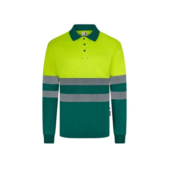 Polo Poli�ster Reciclado Bicolor Manga Comprida Faixas Refletoras 305535 Velilla  (Tamanho S.Verde/A