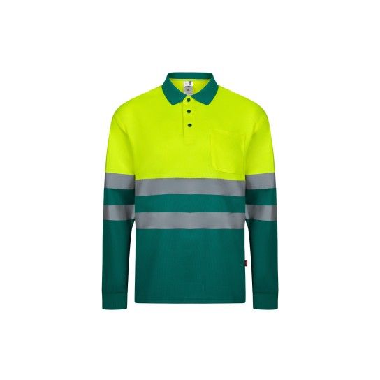 Polo Bicolor Manga Comprida 305507 Velilla (Tamanho S.Verde/Amarelo Fluorescente)