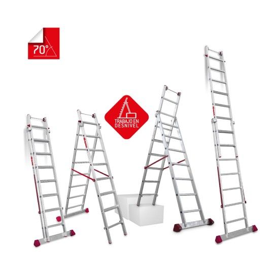 Escada Multiusos de 2 Sec��es com Degraus Confort�veis 7+8 Degraus EN1400 Faraone