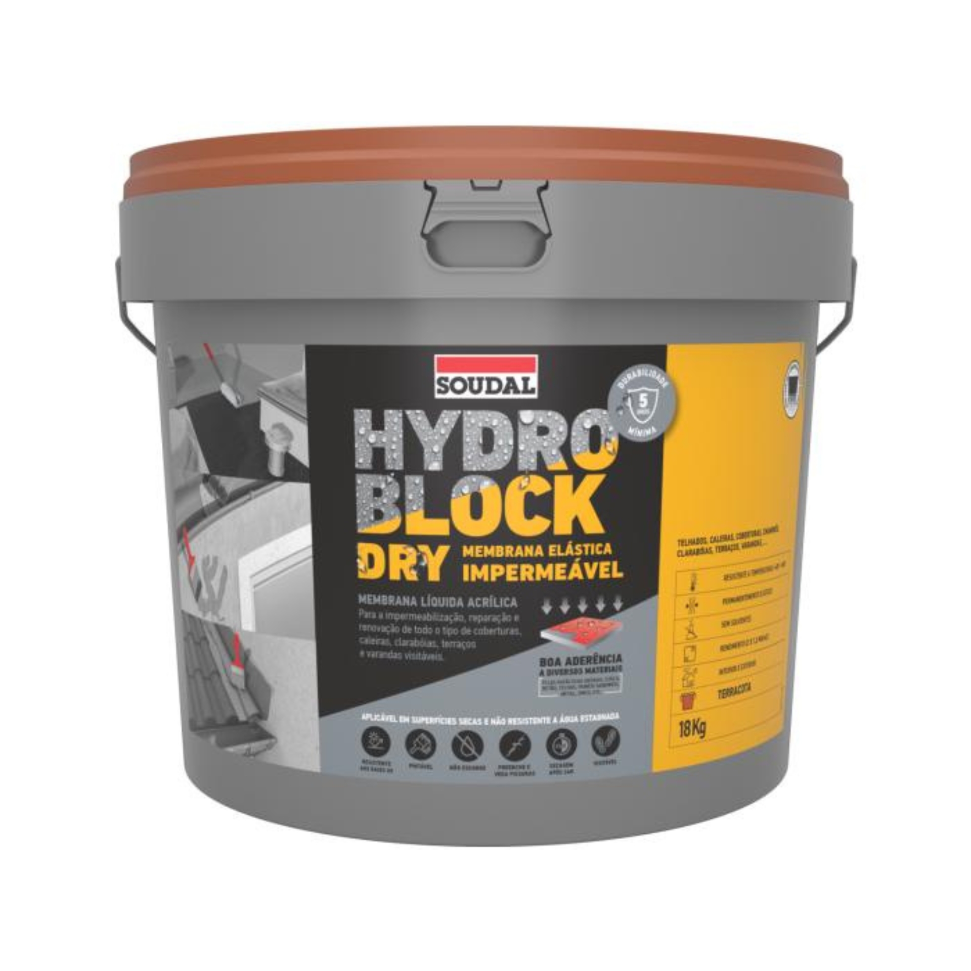 Membrana Imperme�vel Hydro Block Dry Soudal (Terracota.18kg)