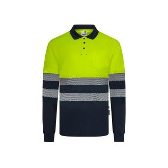 Polo Poli�ster Reciclado Bicolor Manga Comprida Faixas Refletoras 305535 Velilla  (Tamanho L.Azul Na
