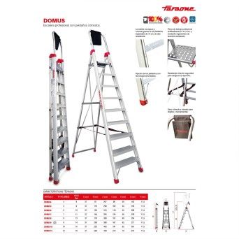 Escadote Profissional de Alum�nio com Degraus Confort�veis DOMUS Faraone (7 Degraus)