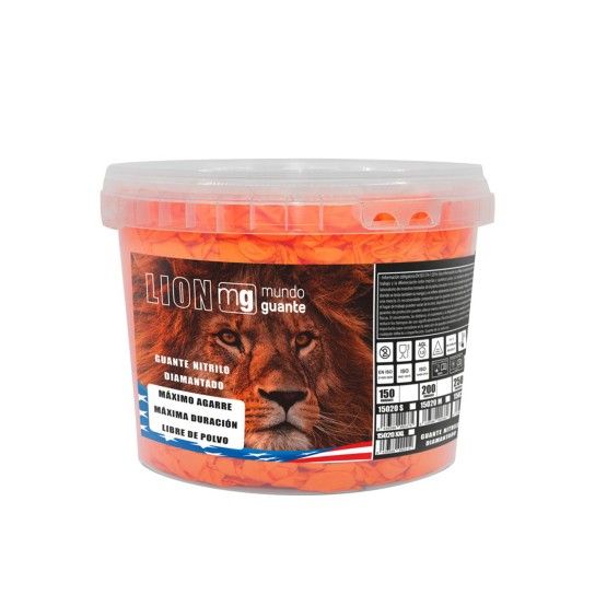 Luva de Nitrilo Laranja Lion Mundo Guante 150 Unidades (Tamanho L) Luva de Nitrilo Laranja Lion Mundo Guante 150 Unidades (Tamanho L)