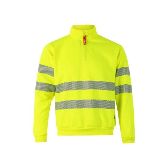 Sweatshirt com Meio Fecho e Faixas Refletoras 305704 Velilla (Tamanho L.Amarelo Fluorescente) Sweatshirt com Meio Fecho e Faixas Refletoras 305704 Velilla (Tamanho L.Amarelo Fluorescente)