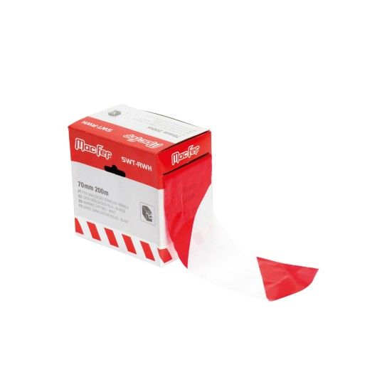 Fita Sinalização MacFer SWT-RWH 70mm Vm/Br (200m) Fita Sinalização MacFer SWT-RWH 70mm Vm/Br (200m)